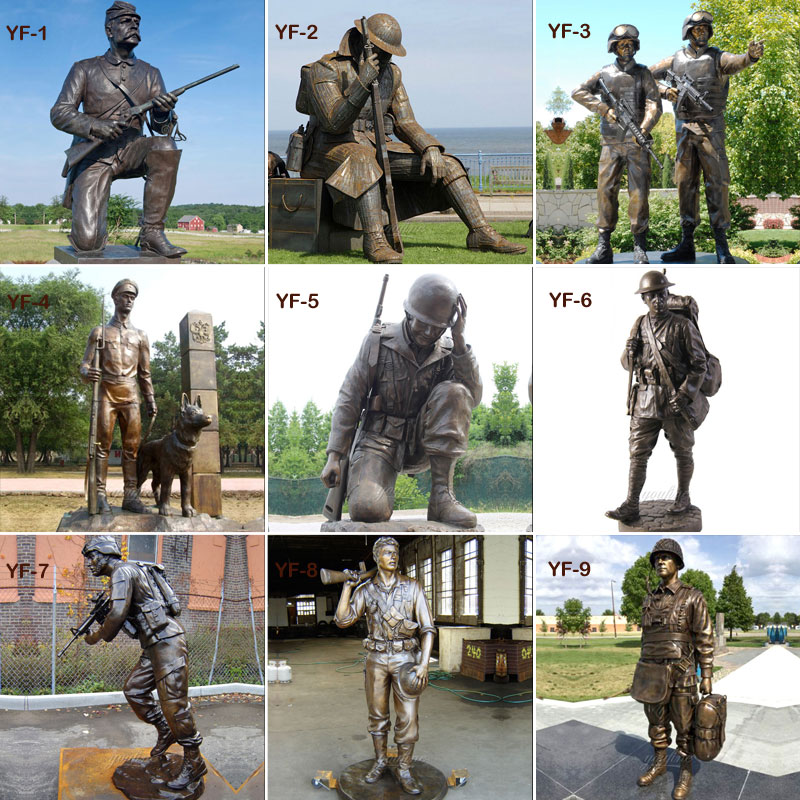 Bronze casting military figures statues design