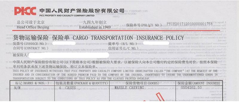 Cargo transport insurance