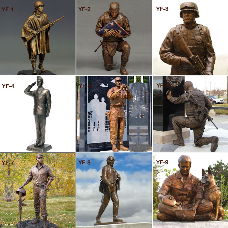 Metal bronze casting military figures sculptures designs