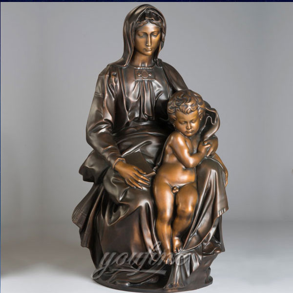 Custom bronze casting art religious mother mary and baby jesus sculptures for sale