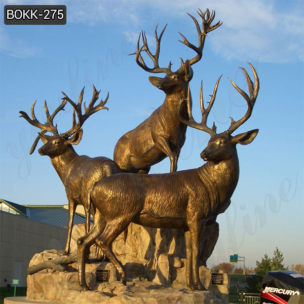 Life Size Wildlife Animal Bronze Deer Statues for Garden –BOKK-275