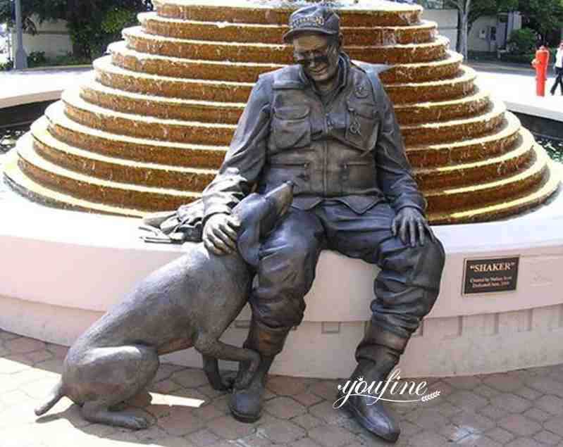 Custom Design Bronze Military Sculpture with Dog Statue