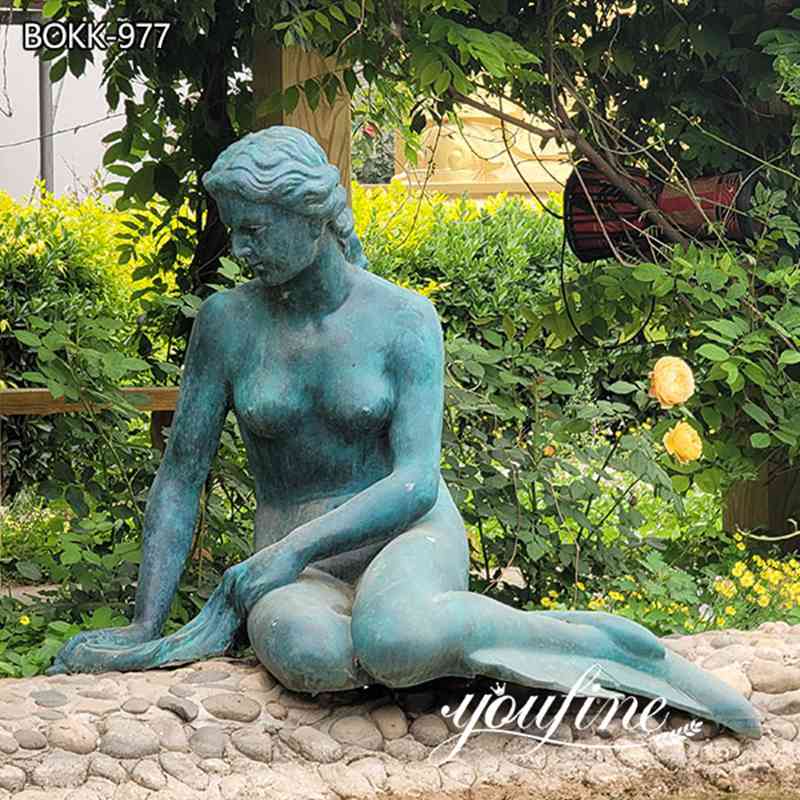 Beautiful Patina Mermaid Bronze Girl Statue