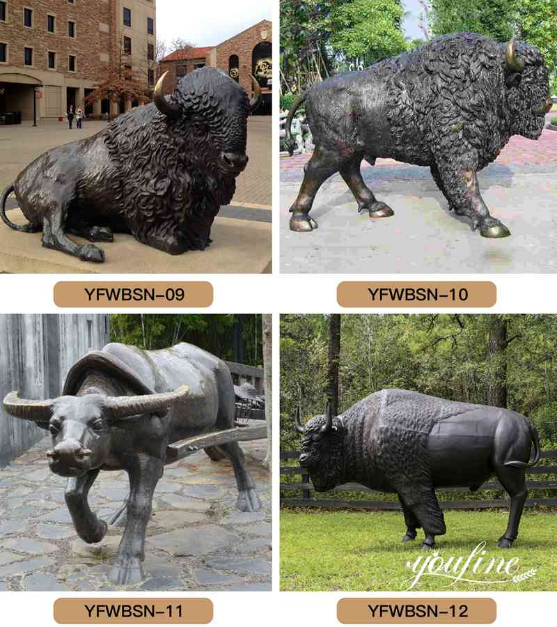 bronze bison statues
