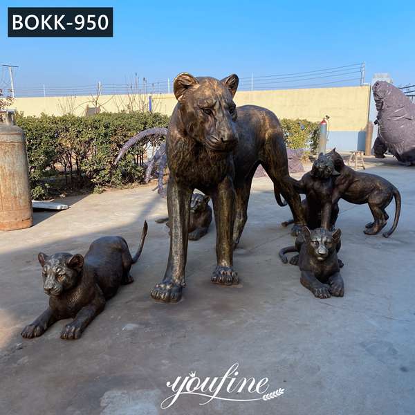 Bronze Life Size Mother Lion and Baby Lion Statues for Sale BOKK-950
