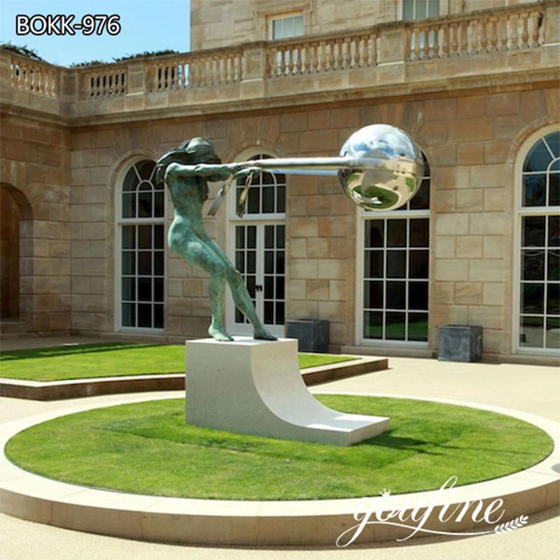 Bronze Gravity-Defying Sculpture of Mother Nature Rotating Earth BOKK-976