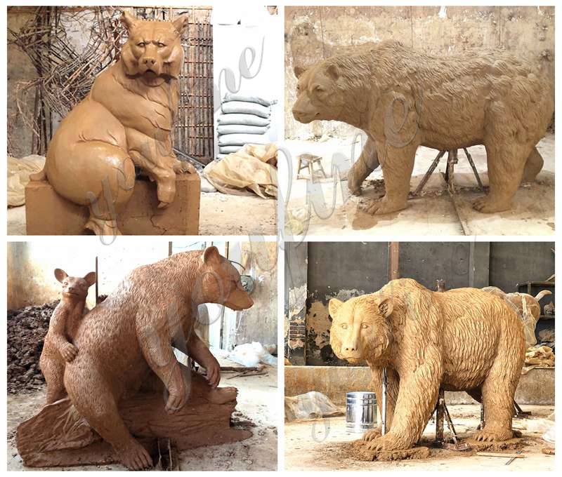 clay model of life-size bronze bear statue-YouFine Sculpture