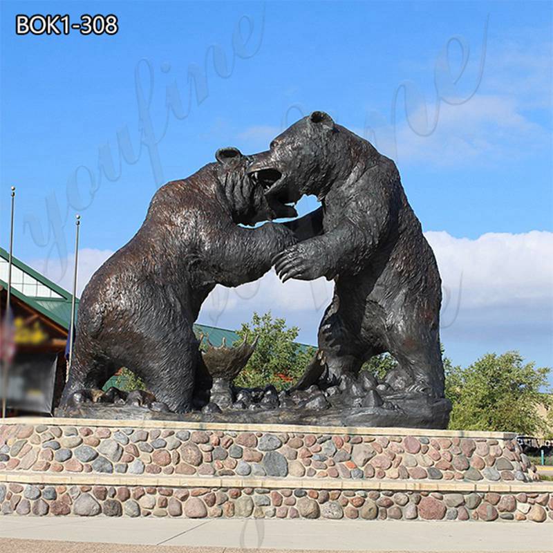 Life Size Bronze Fighting Bear Statue Factory Supply BOK1-308