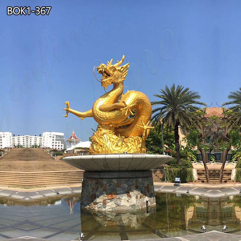 gold Chinese dragon statue-YouFine Sculpture