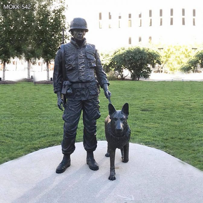 Famous Memorial Military Bronze Dog and Soldier Statue on Sale
