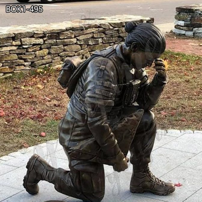 bronze female soldier statue