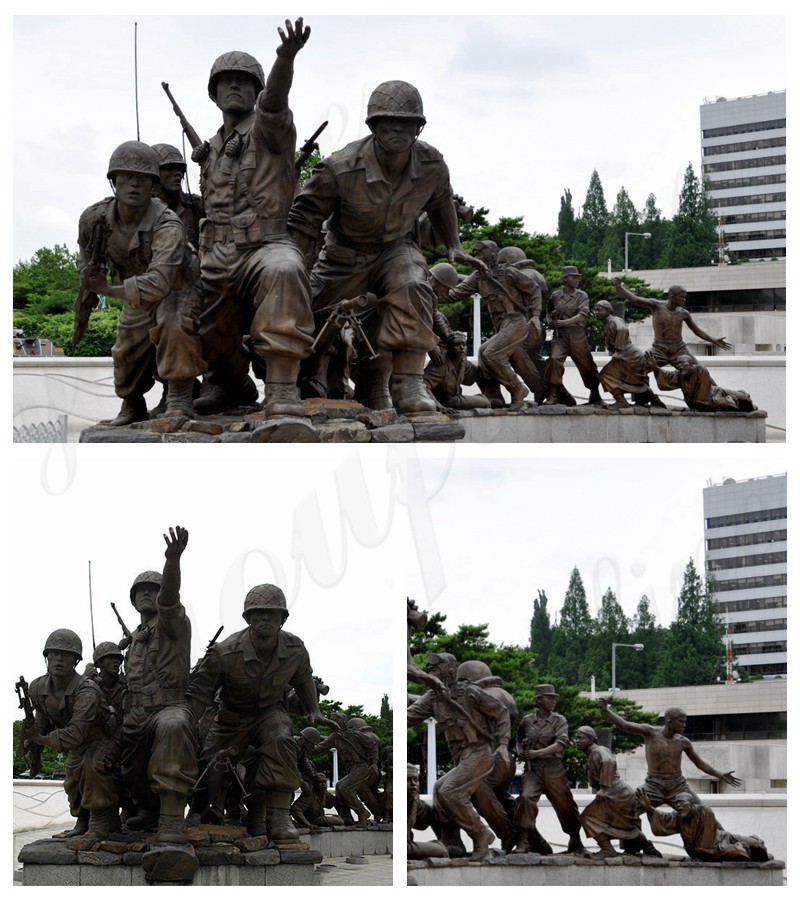 bronze military statues details