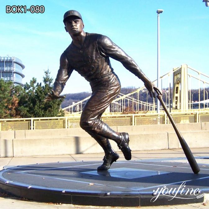 bronze baseball player statue