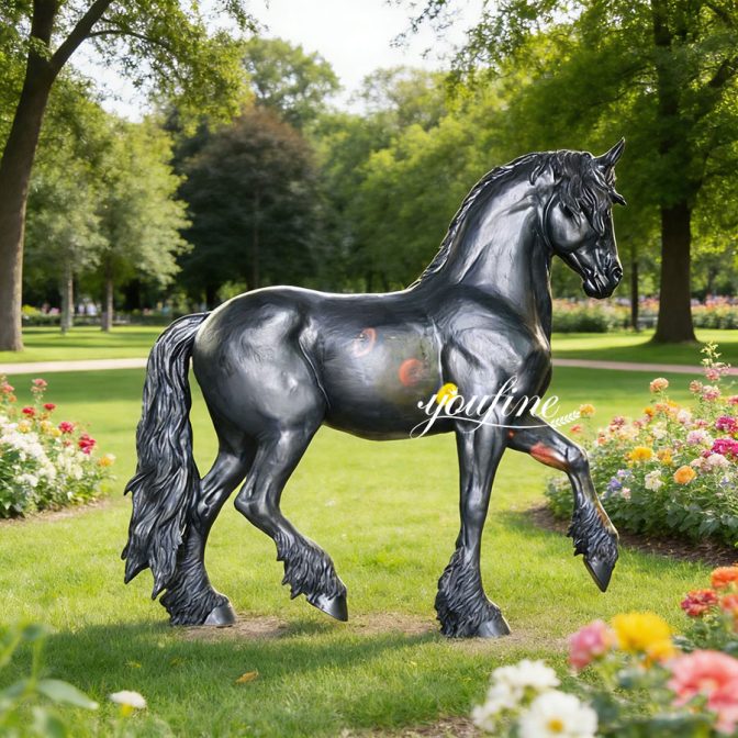 bronze Friesian horse sculpture