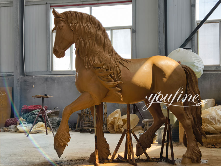 bronze Friesian horse clay mold