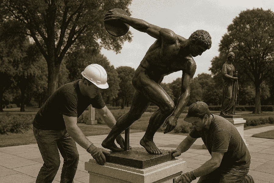 instal your bronze statue outside